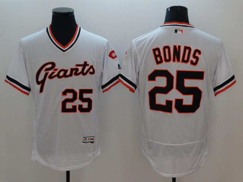 Men San Francisco Giants #25 Bonds White Elite Throwback MLB Jerseys